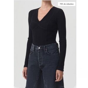 Agolde Devlin Thong Bodysuit Black